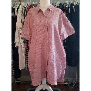 NWT Zara Dress Red & White Stripe Mini Shirtdress